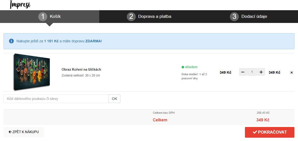 Impresi slevový kód