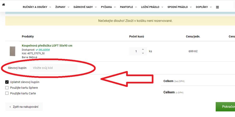 nákupní košík SoftCotton.cz