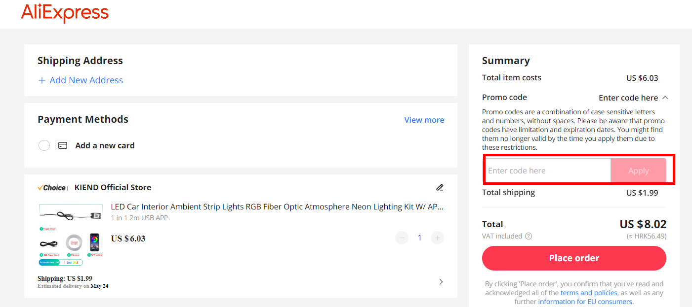 Aliexpress promo code