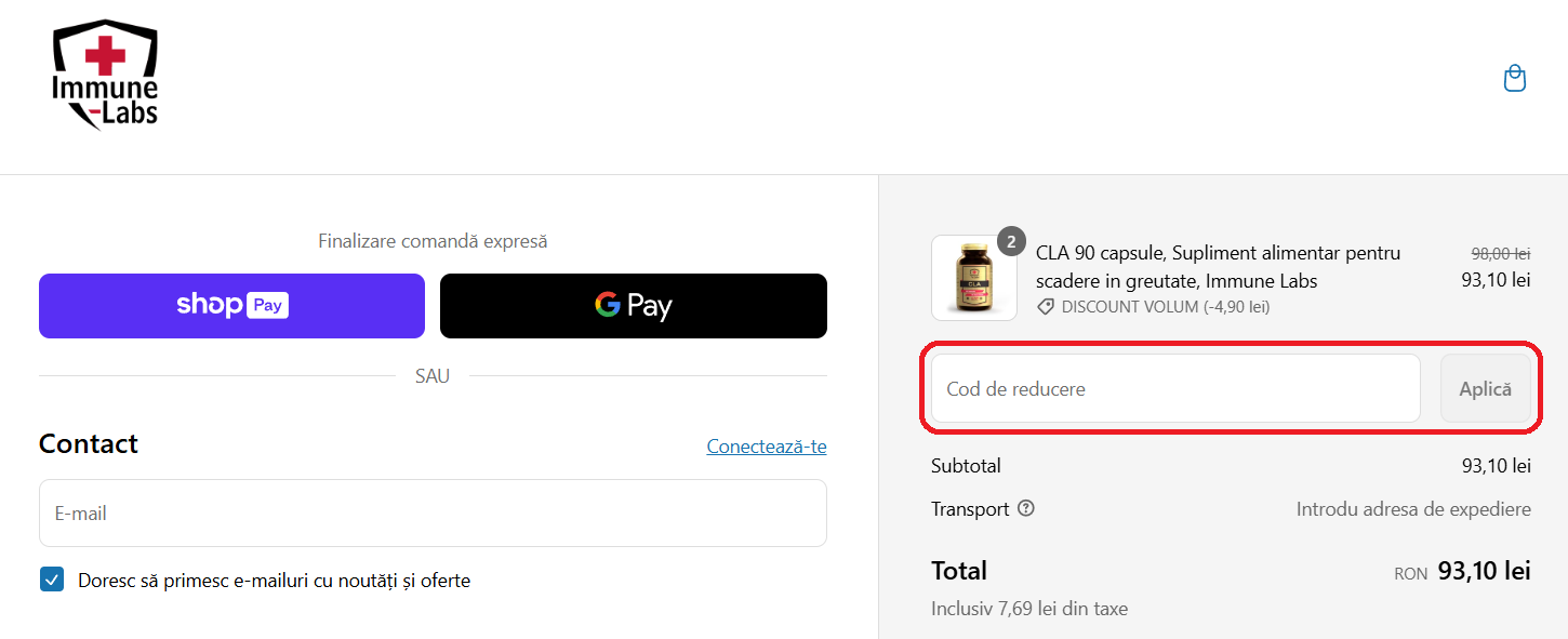 Cod reducere Immune Labs