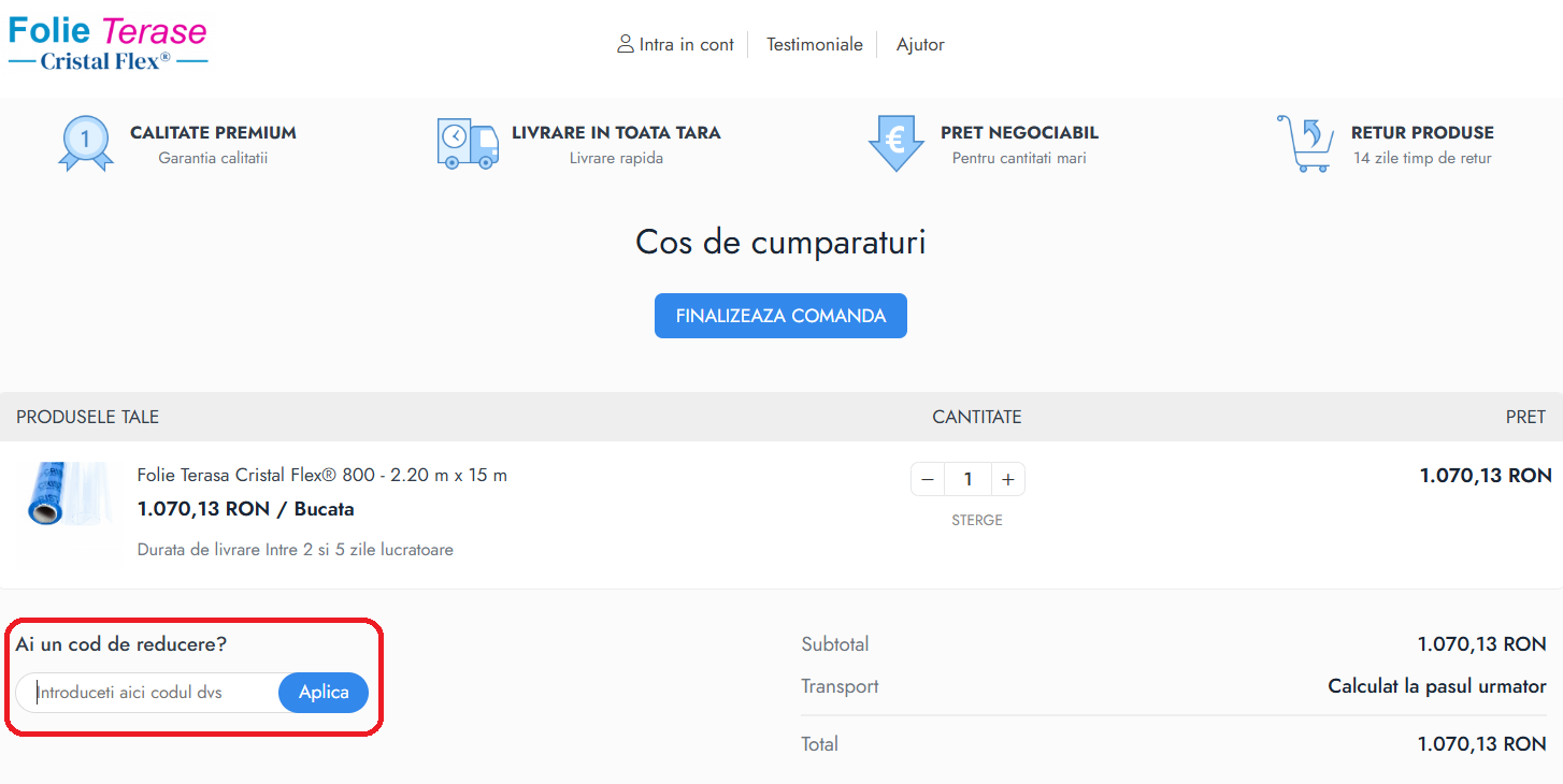 Cod reducere Folie Terase