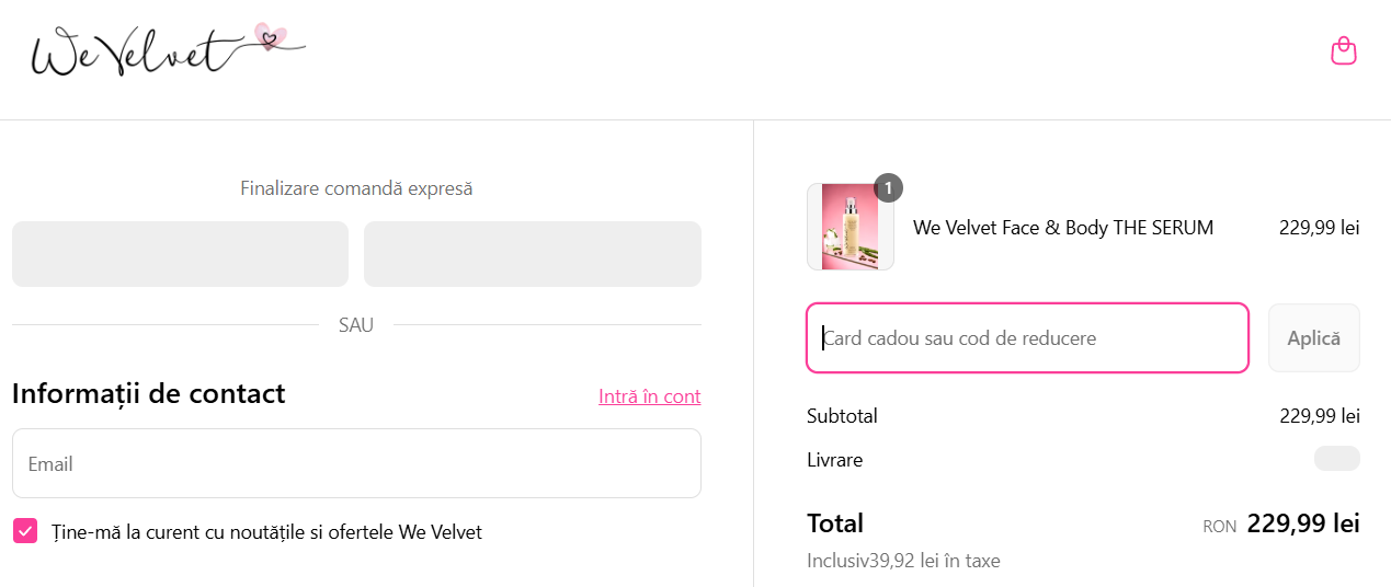 Cod reducere We Velvet