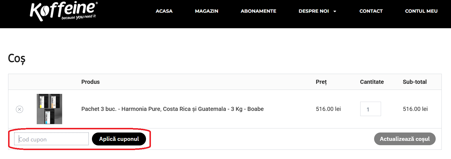 Cod reducere Koffeine