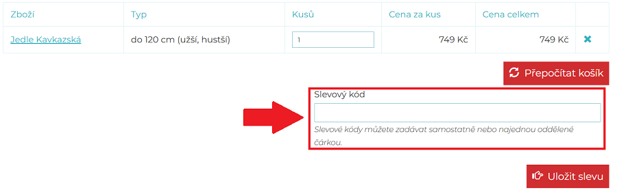 Stromky online košík