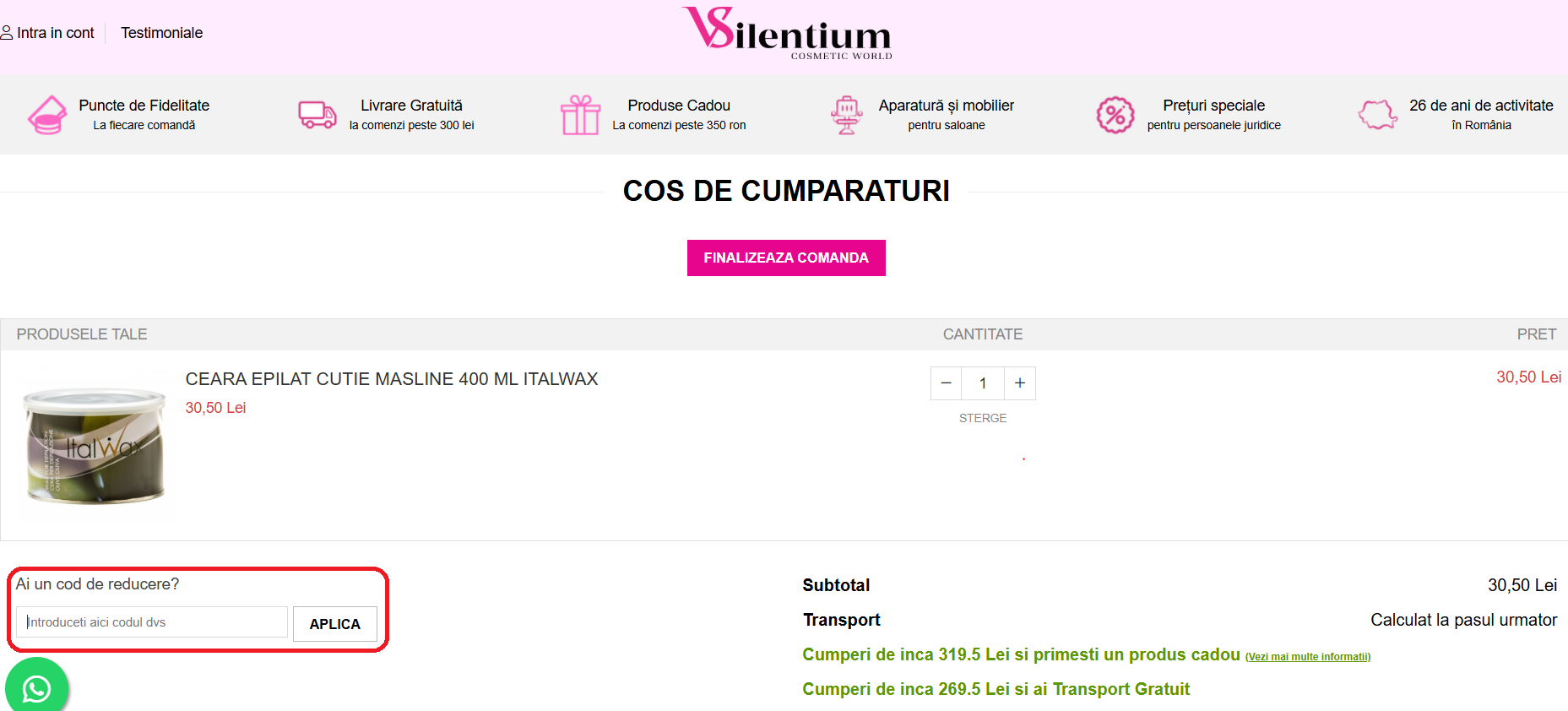 Cod reducere V-Silentium