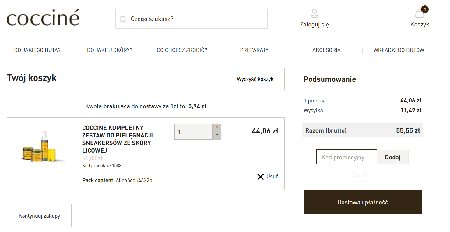 Cocciné kod rabatowy