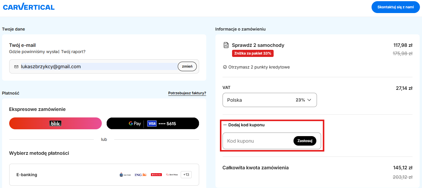 carVertical kod rabatowy