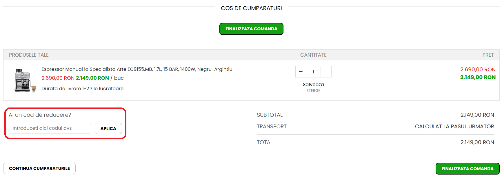 Cod reducere e-Kafea