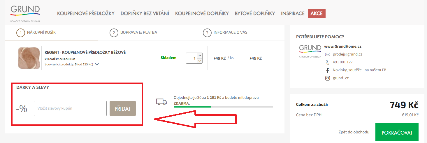 Grund slevový kód