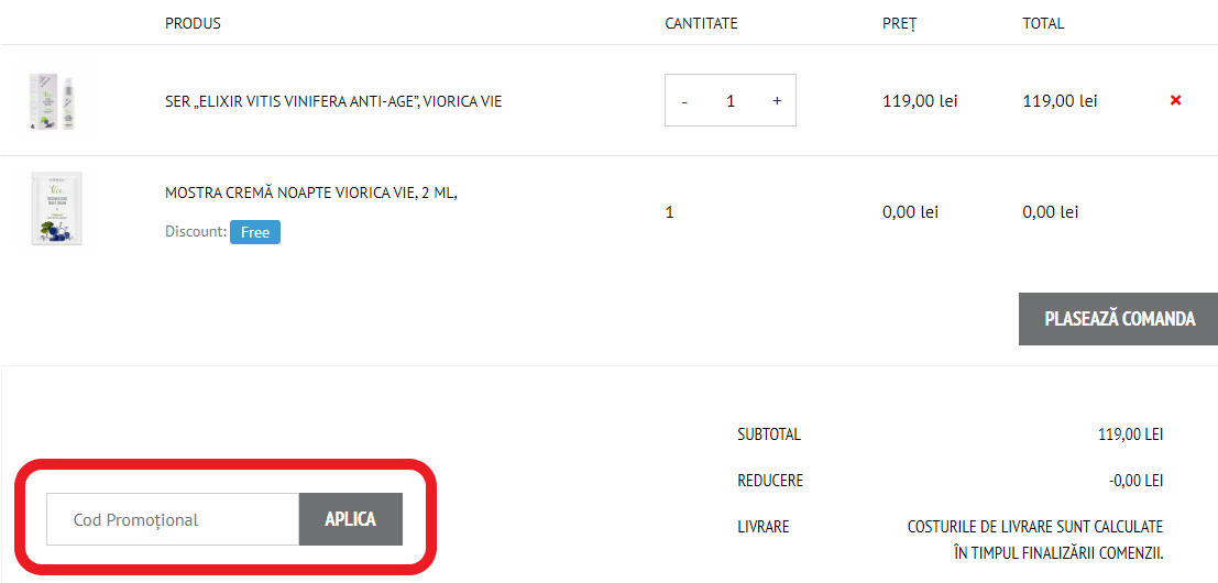 Cod reducere Viorica Cosmetic