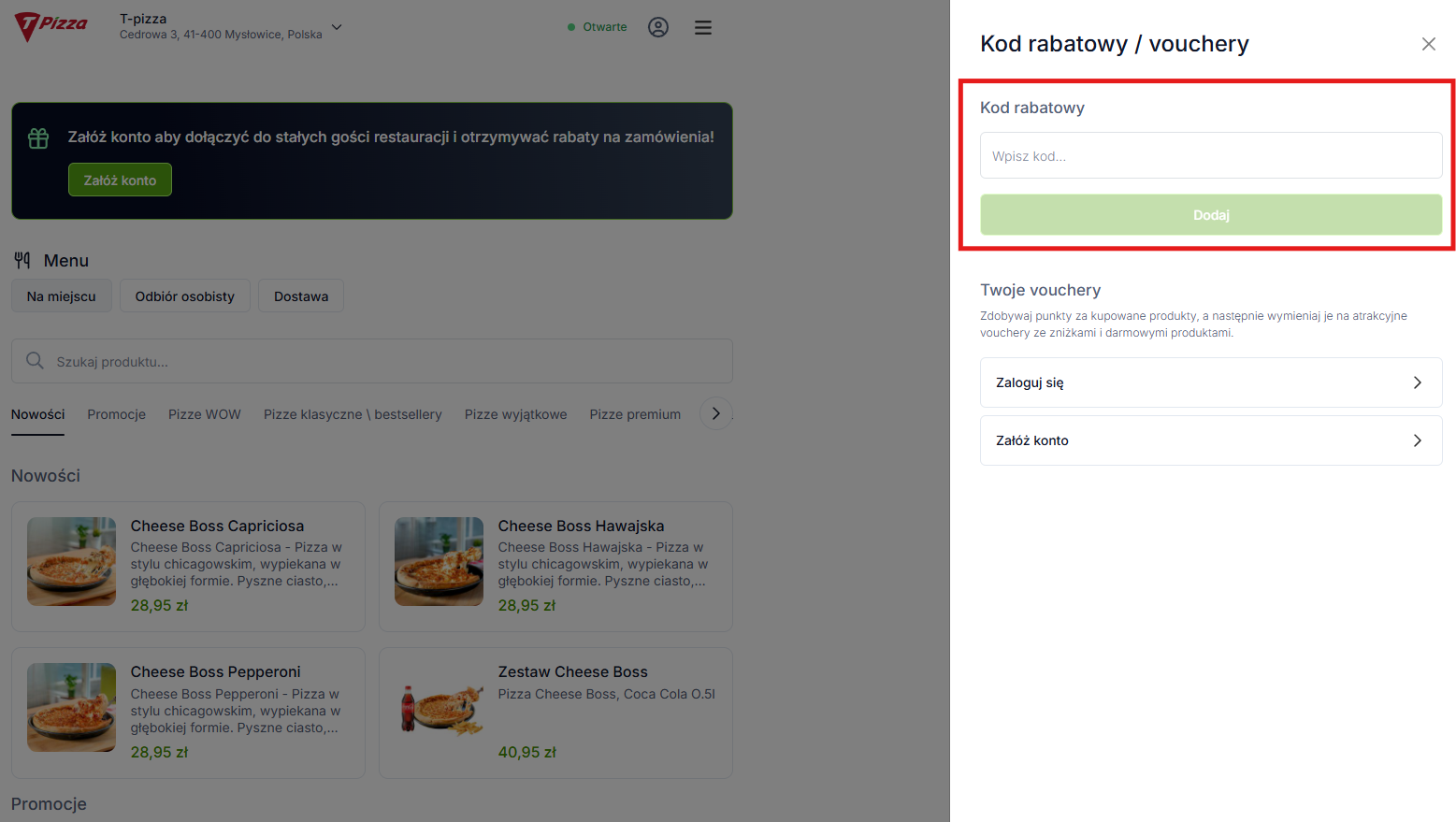 t-pizza kod rabatowy