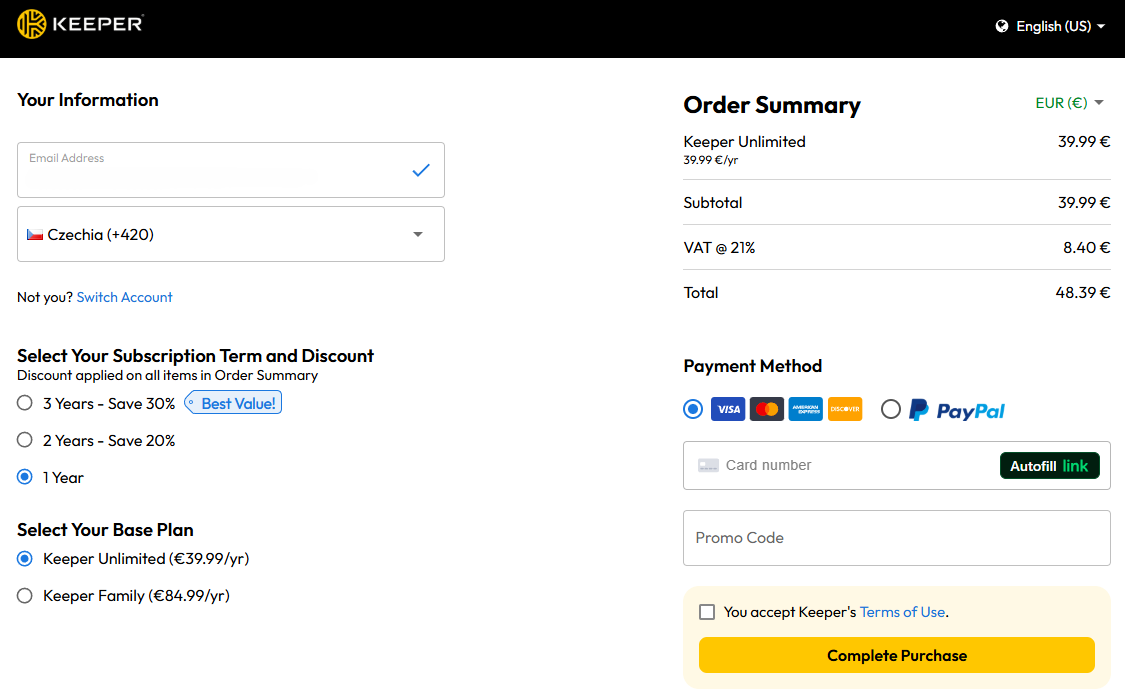 Keeper slevový kód