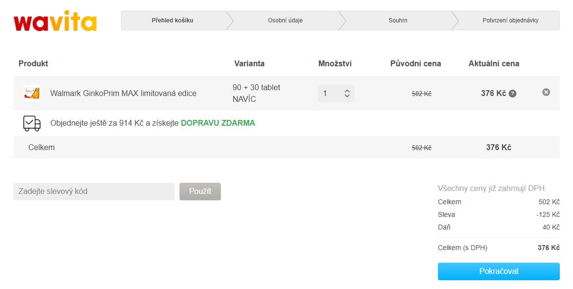 Klub zdraví Wavita slevový kód