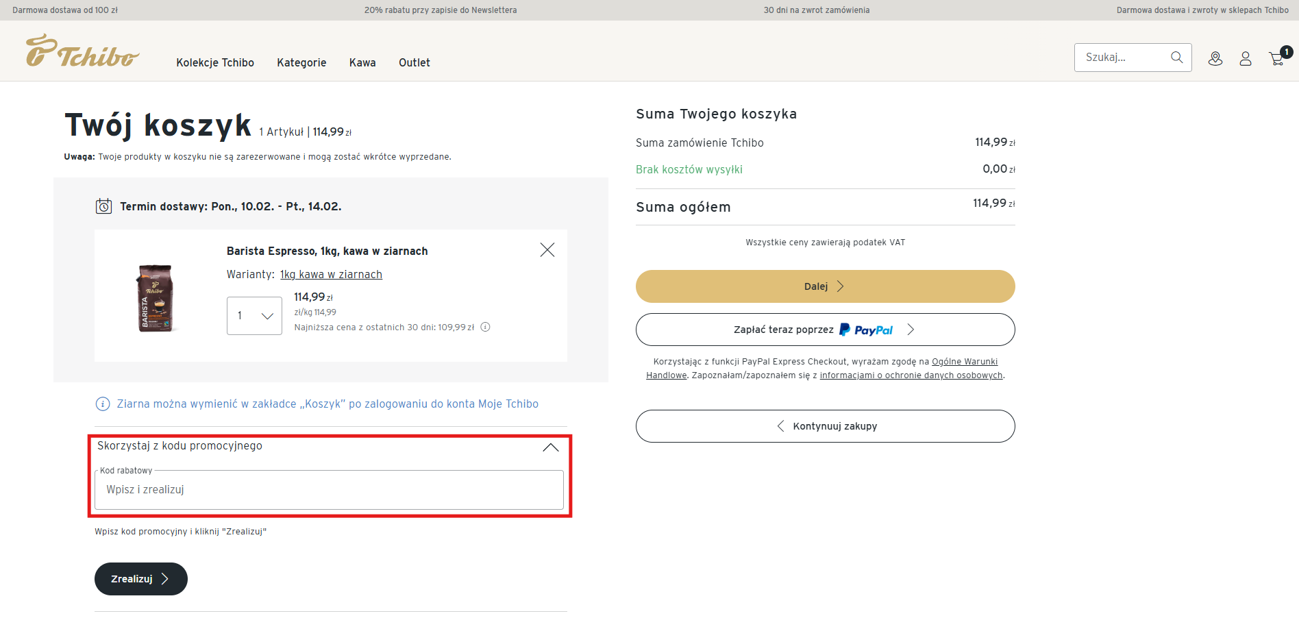 tchibo kod promocyjny