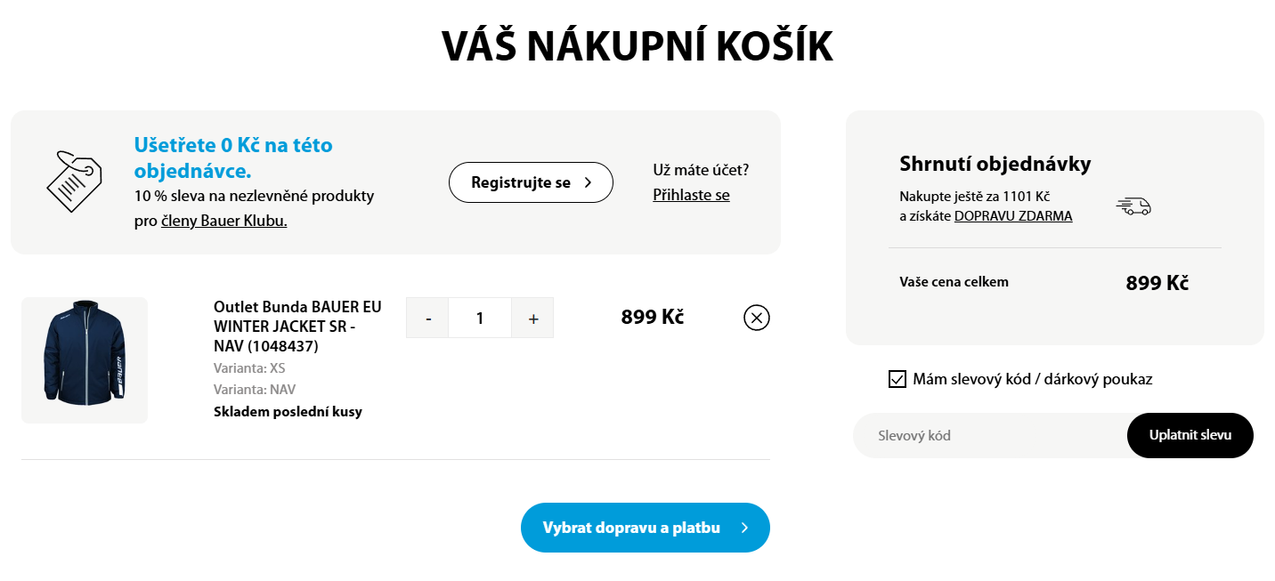 Bauer Hockey slevový kód