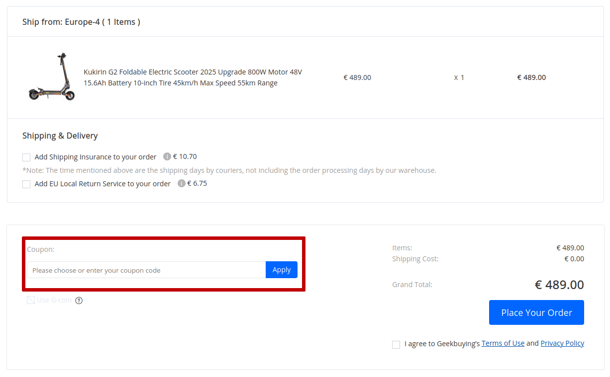 Geekbuying koda za popust