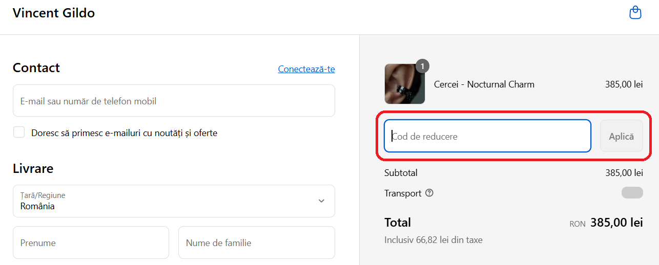 Cod reducere Vincent Gildo