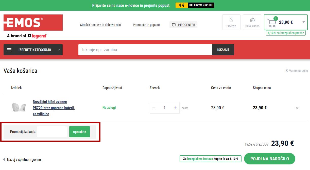 EMOS koda za popust