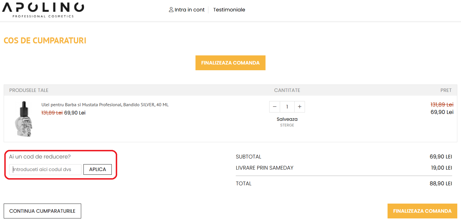 Cod reducere Apolino