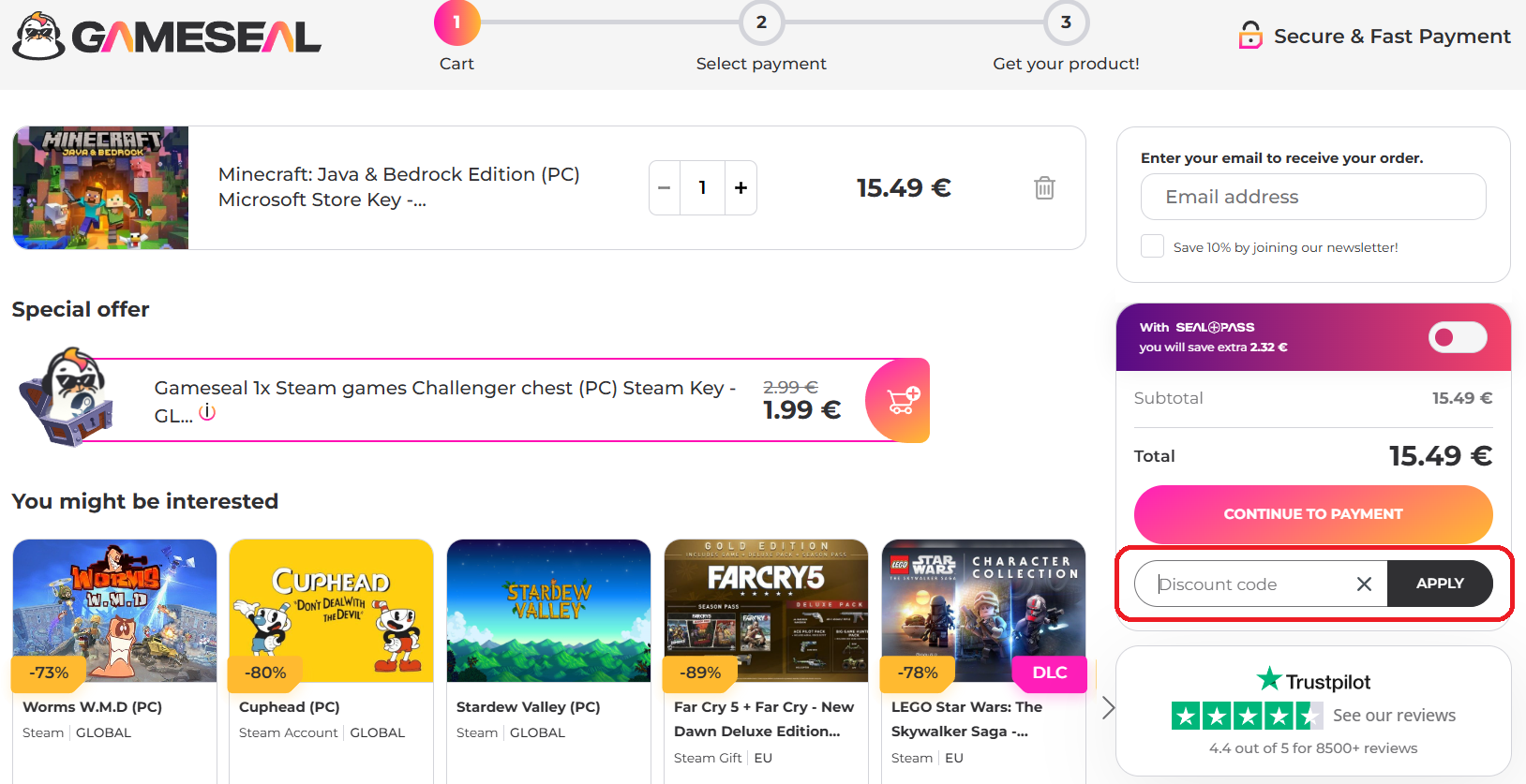 Cod reducere Gameseal