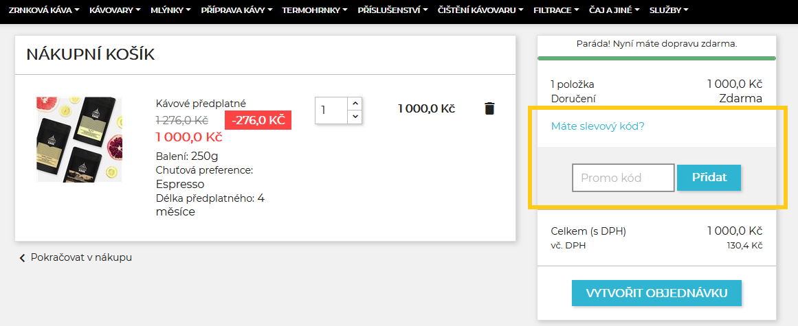 košík Lázeňská káva