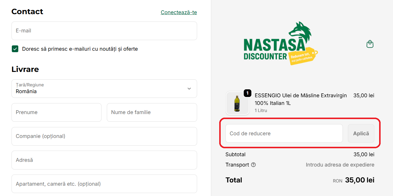 Cod reducere Nastasă Discounter