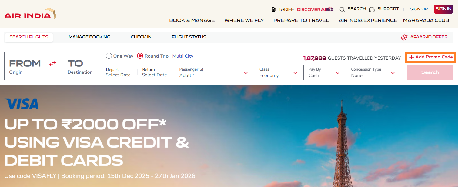 Cod reducere Air India