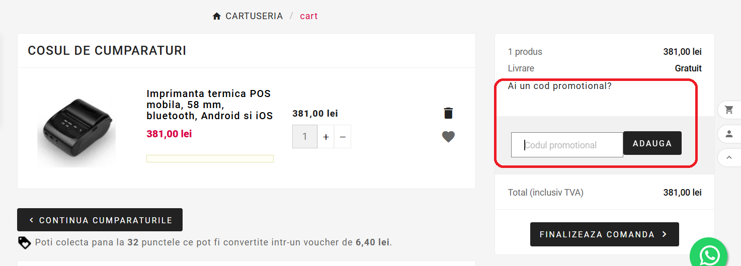 Cod reducere Cartușeria