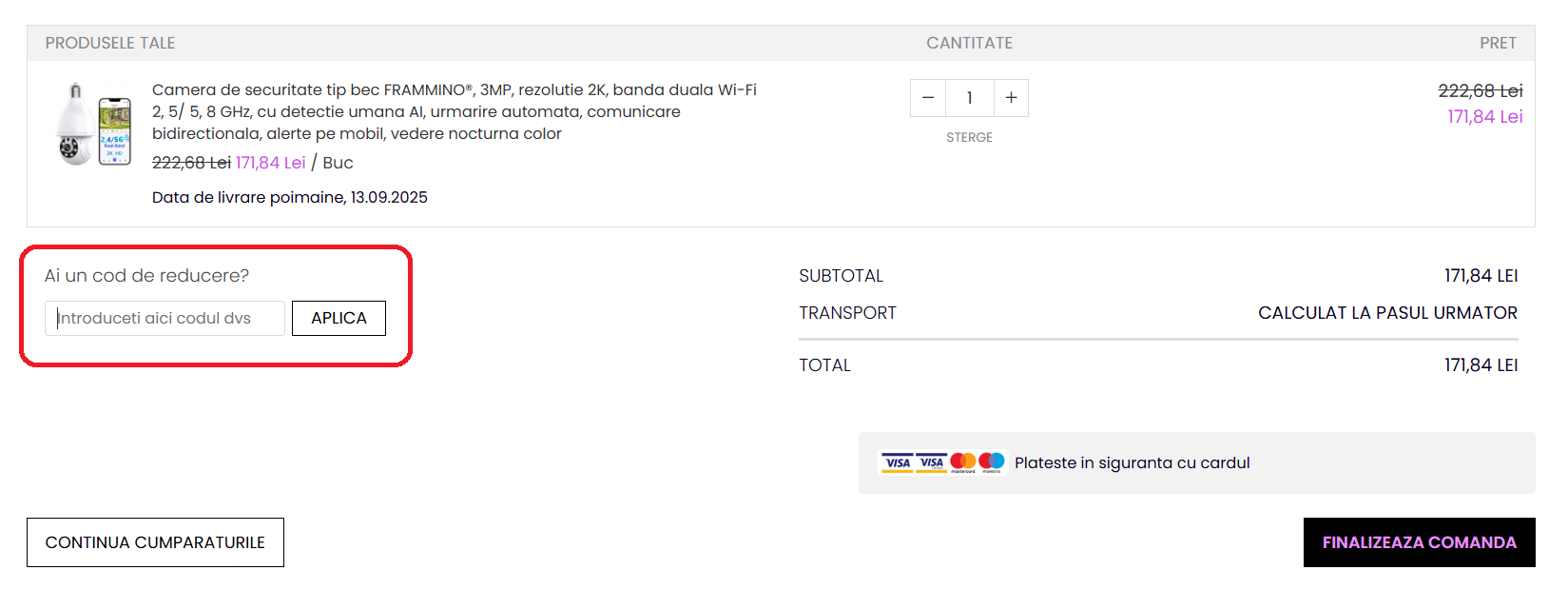 Cod reducere Frammino