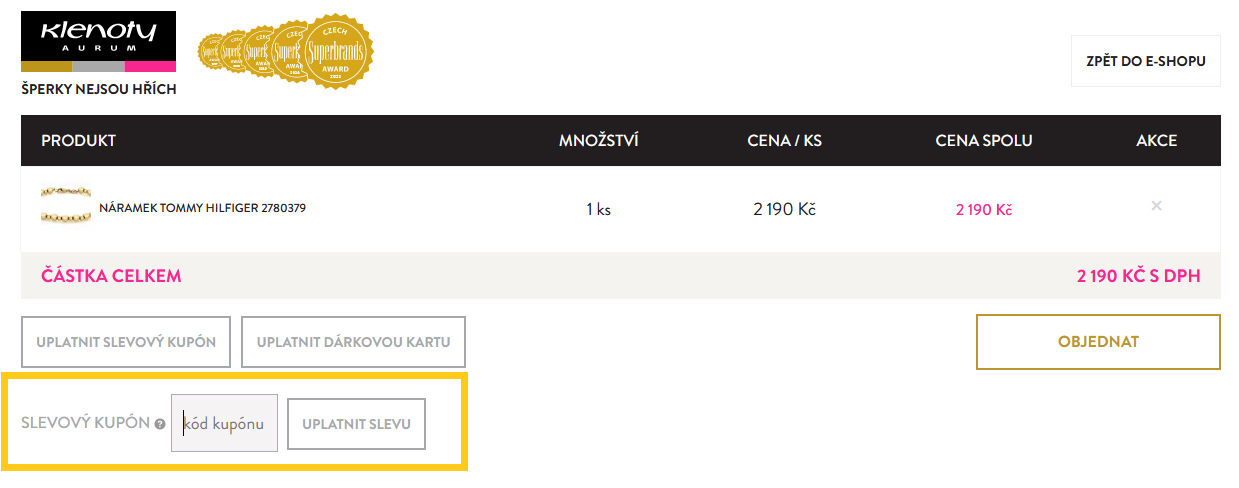 nákupní košík Klenoty aurumu