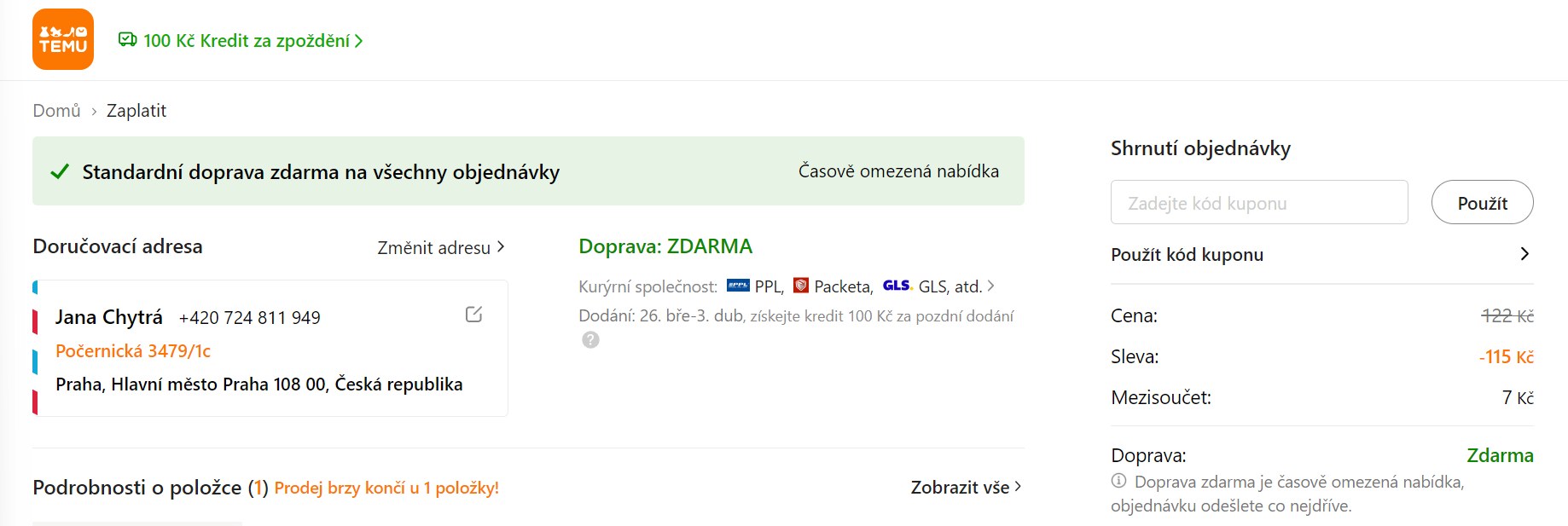 Temu košík