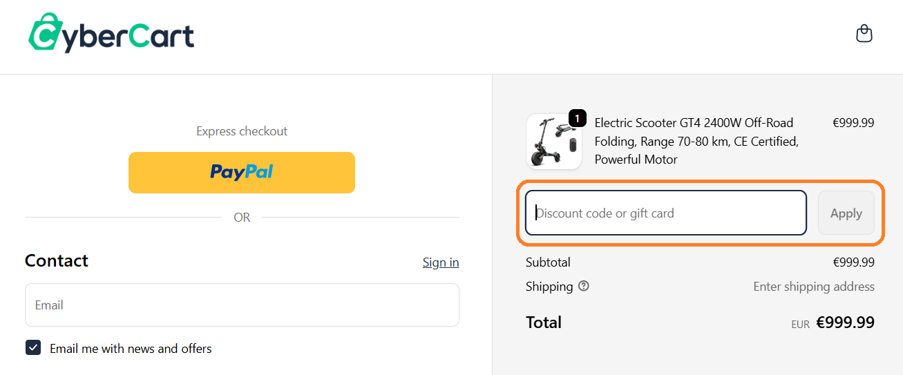 Cod reducere CyberCart