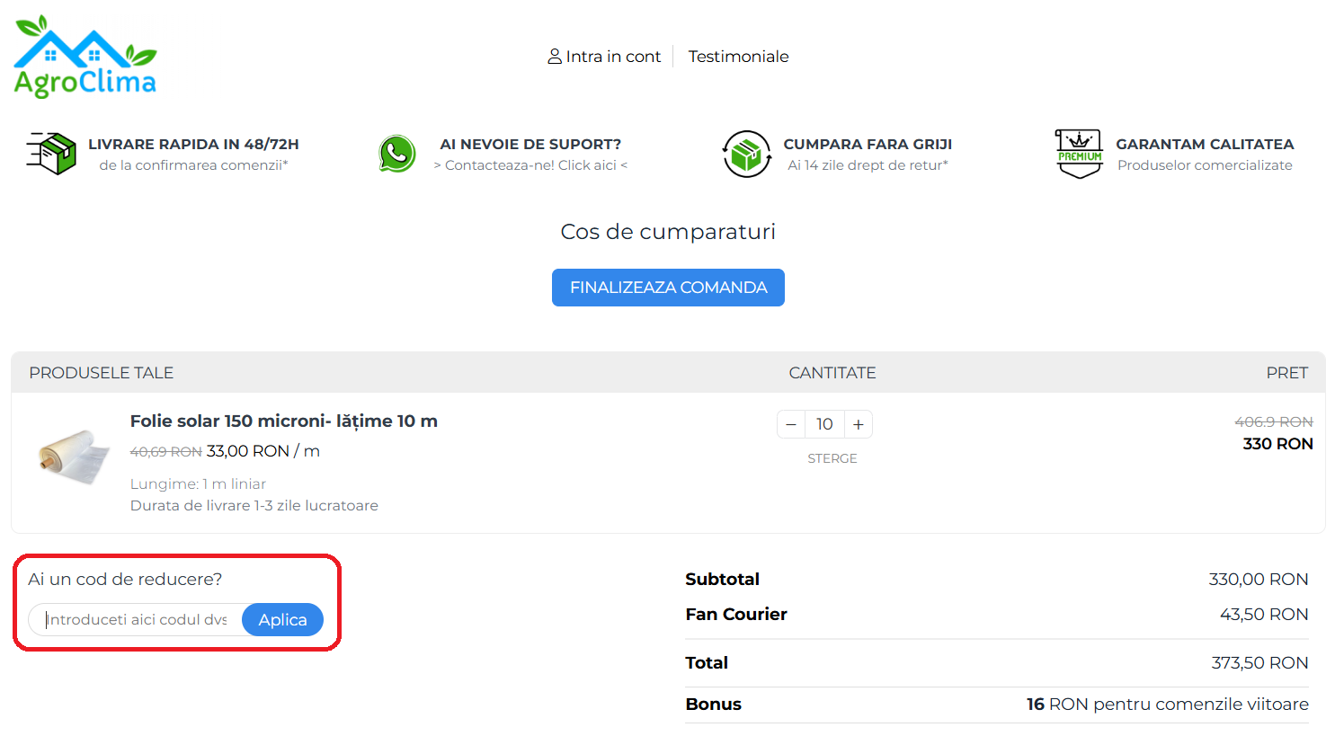 Cod reducere AgroClima