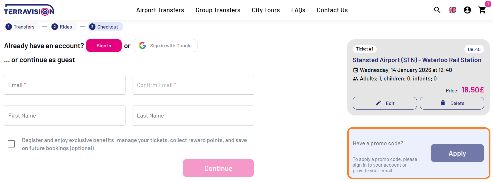Cod reducere Terravision