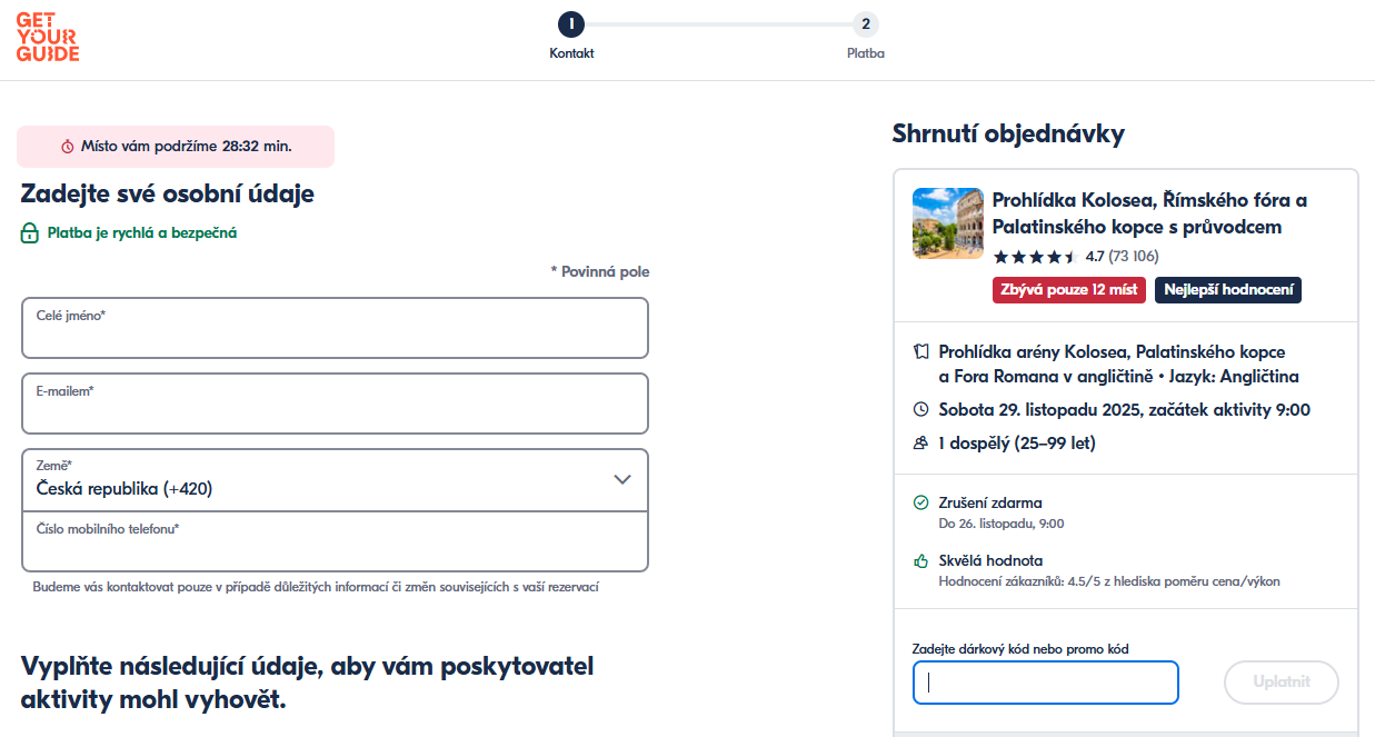 GetYourGuide slevový kód