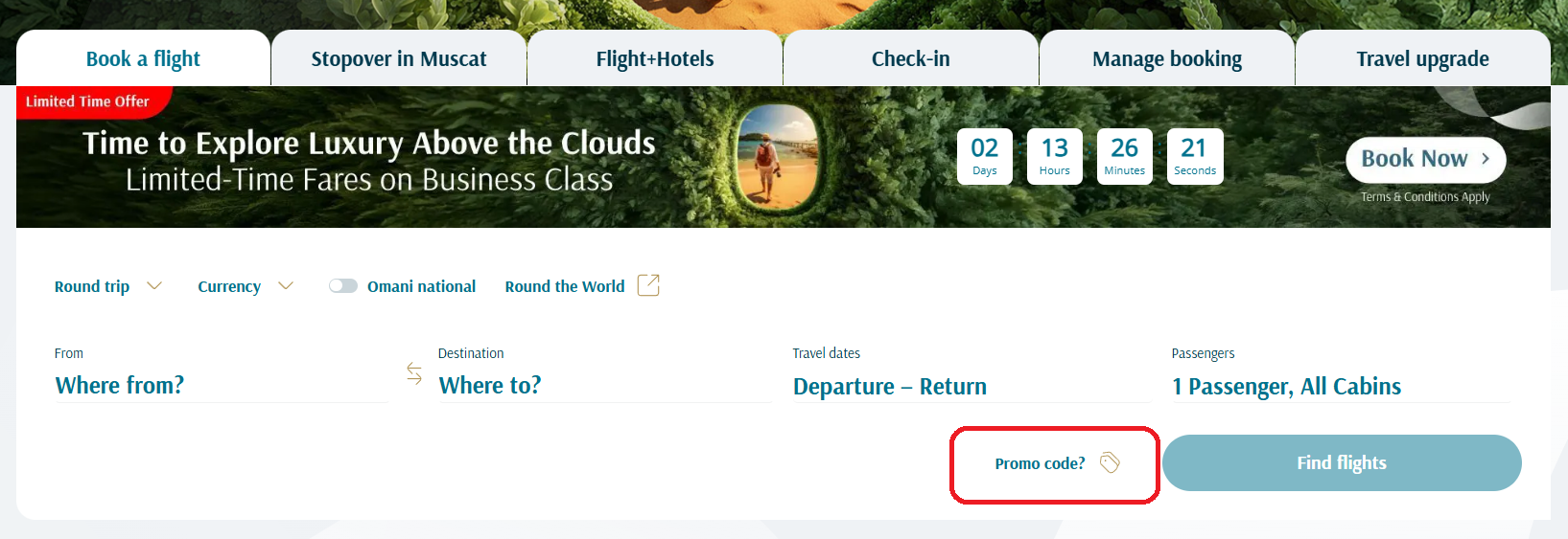 Cod reducere Oman Air