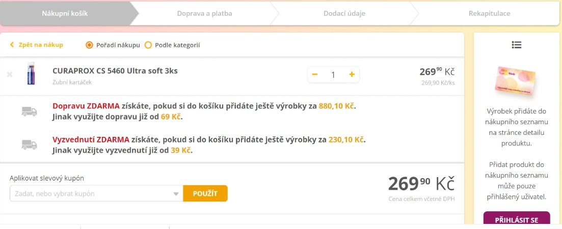 nákupní košík Teta drogerie