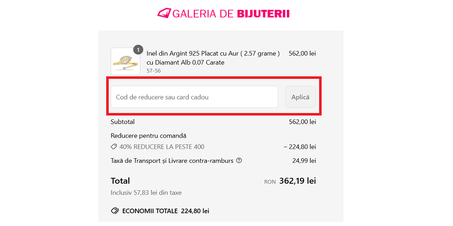 Cod reducere Galeria de Bijuterii