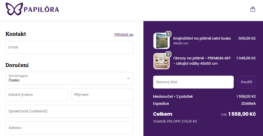 Papilora slevový kód