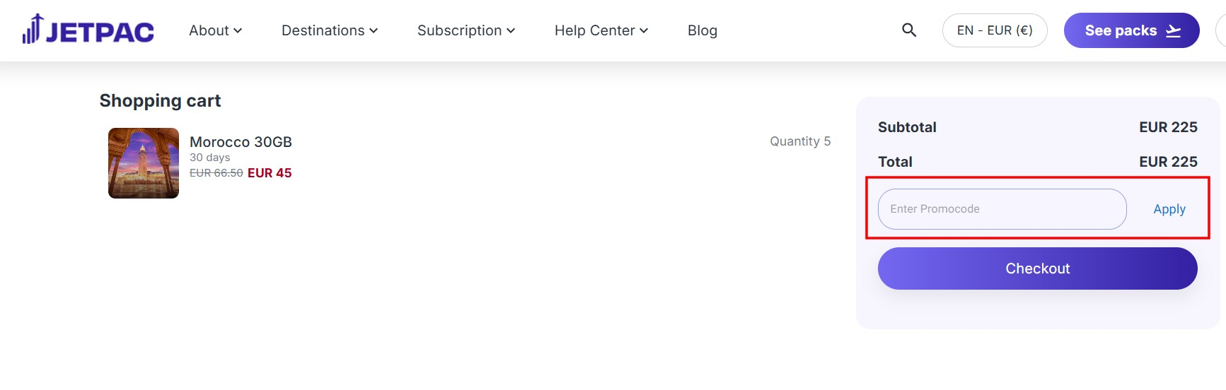 jetpac promocode