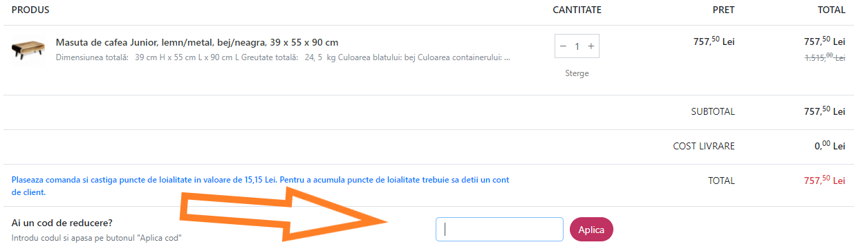 chenar cupon de reducere