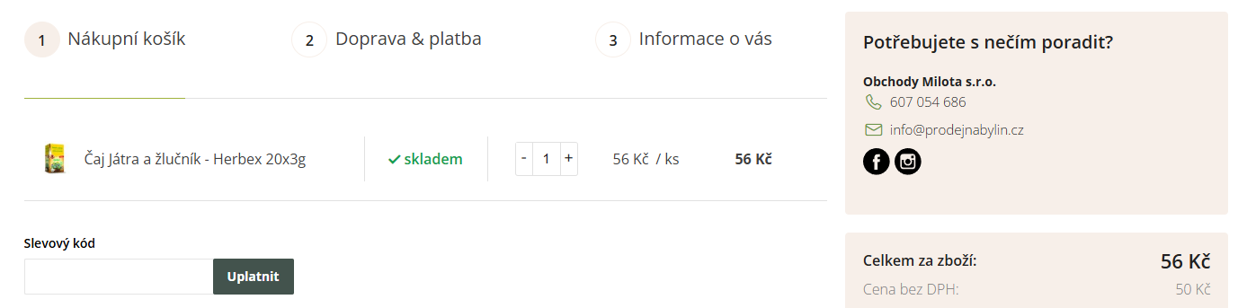 Prodejna bylin slevový kód