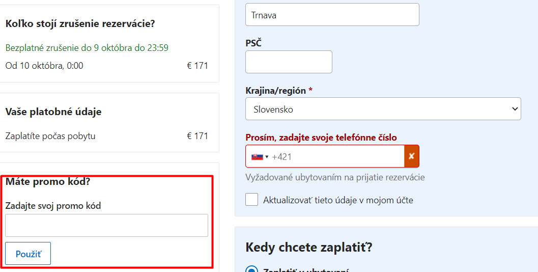Booking.com zľavový kupón