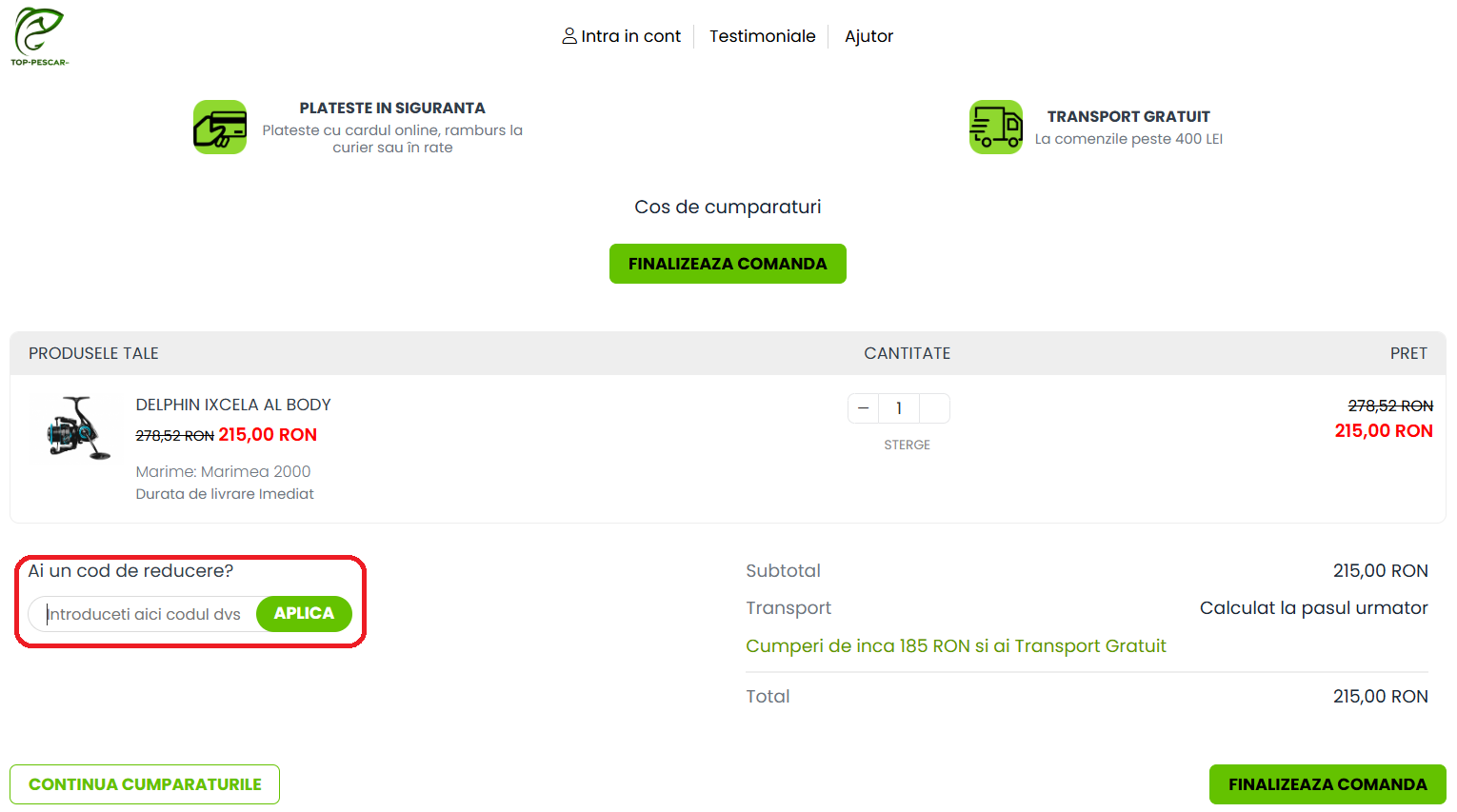 Cod reducere Top-Pescar