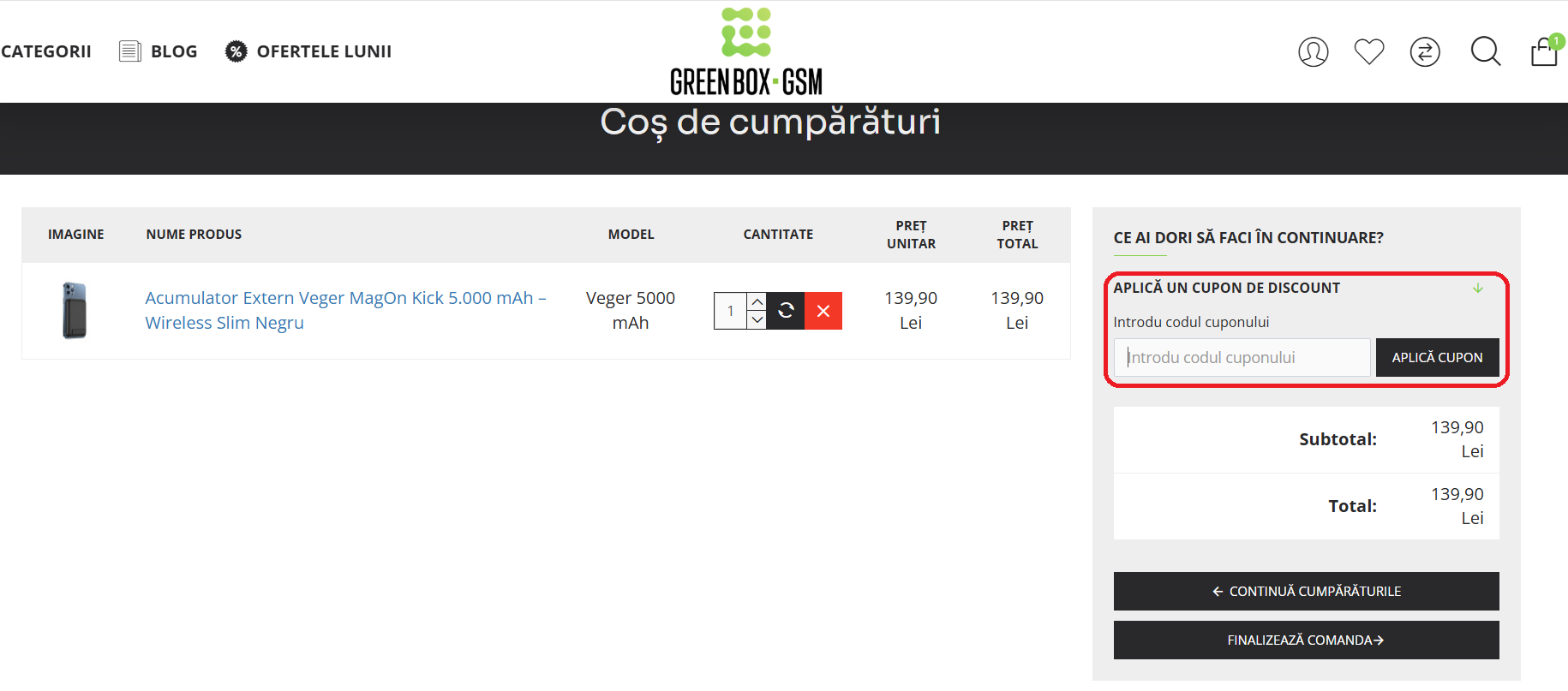 Cod reducere GreenBoxGSM