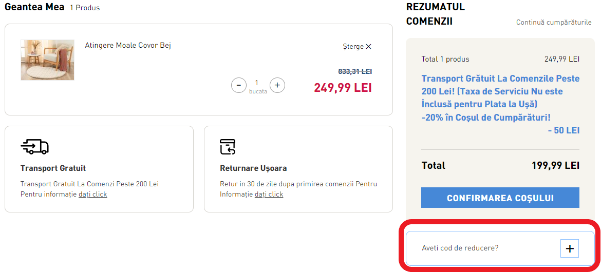 chenar cod reducere