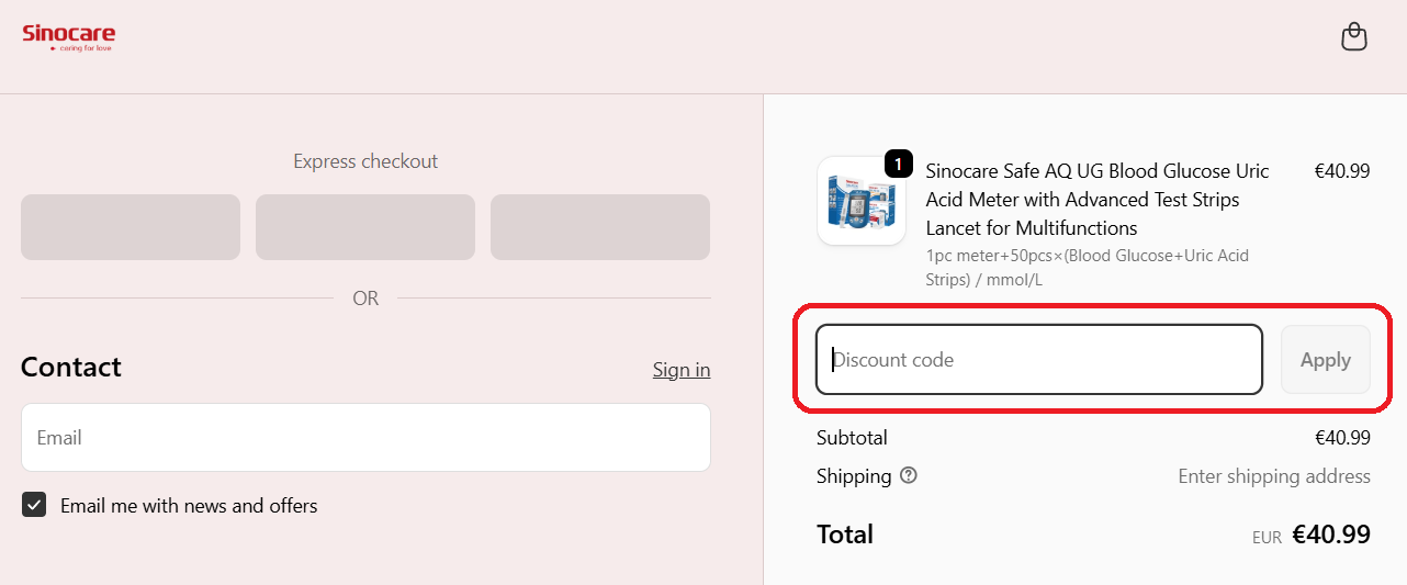 Cod reducere Sinocare