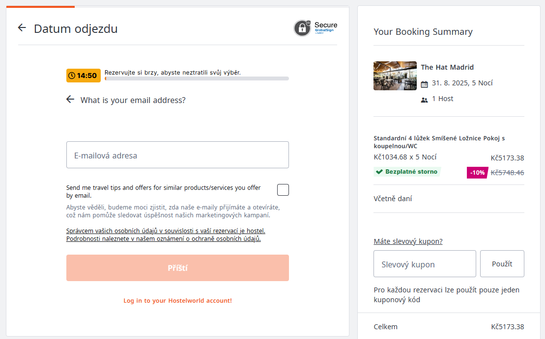 Hostelworld slevový kód
