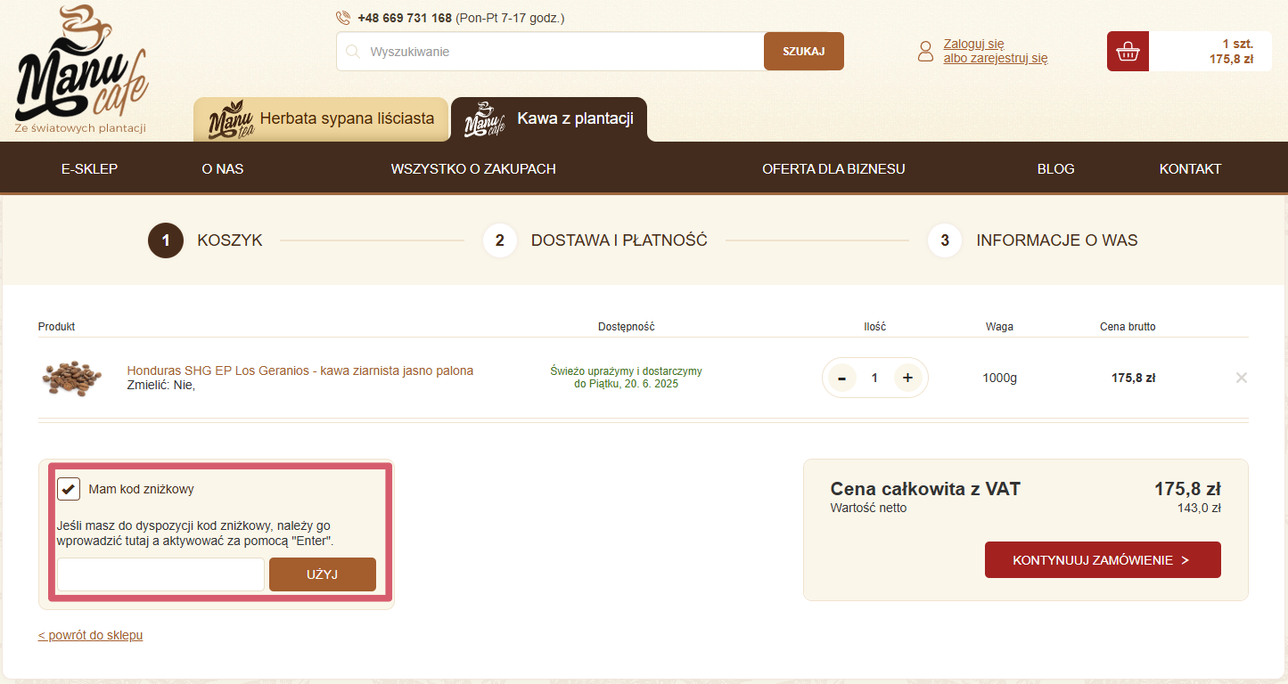 manucafe kod rabatowy