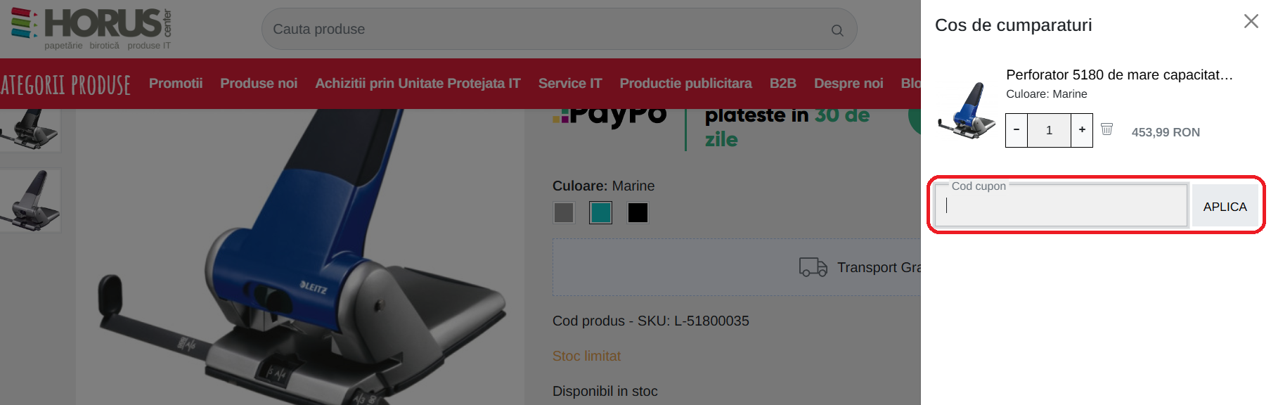Cod reducere Horus Center
